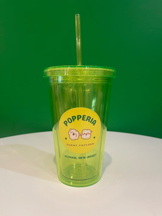16 oz Tumbler with Popperia Logo - yellow